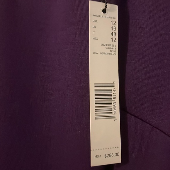 NWT Elie Tahari Lizzie Ponte Flutter Dress. Plum size 12 - Picture 3 of 6